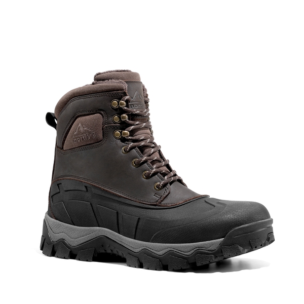 Men's Insulated Water-Resistant Snow  Boots - DARK BROWN - 3